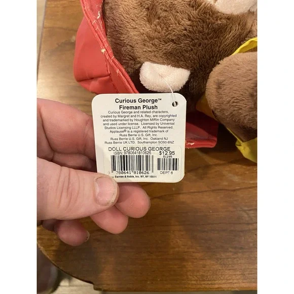 Russ Berrie and Co. Curious George 41 Fireman 13" Plush Boots Hat Spotted Dog - Picture 5 of 6